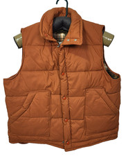 VTG Westwind Sportswear Size Large Orange Flannel Lined Puffer Vest Made in USA