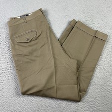 Vintage Polo Ralph Lauren Trousers Mens 34x28 Brown Wool Pleated Cuffed USA Made