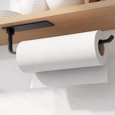 Paper Towel Holder - Self-Adhesive or Drilling, Matte Black, Upgraded Aluminum K