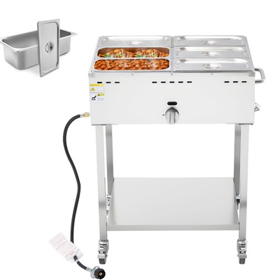 #ad Uimoso Stainless Steel Outdoor Food Warmer with 6 Pan Propane Steam Table $276.99