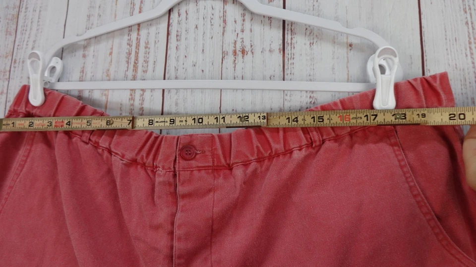 Винтажные мужские шорты Red Camel XL выцветшие красные стираемые стиль RN31104 плоские спереди - Изображение 4 из 4