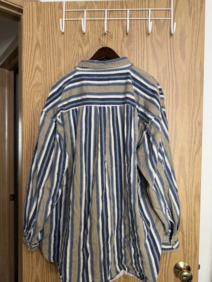 VTG Faded Glory Button Up Shirt Men’s 2XLT Striped Earth Tones Cowboy Collared - Image 3 of 3