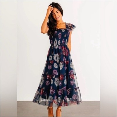 Baltic Born Clementine Tulle Midi Dress Navy Floral Size 1XL NWT