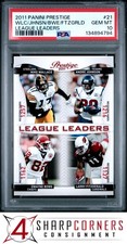 2011 PRESTIGE LEAGUE LEADERS #21 ANDRE JOHNSON-LARRY FITZGERALD HOF POP 2 PSA 10