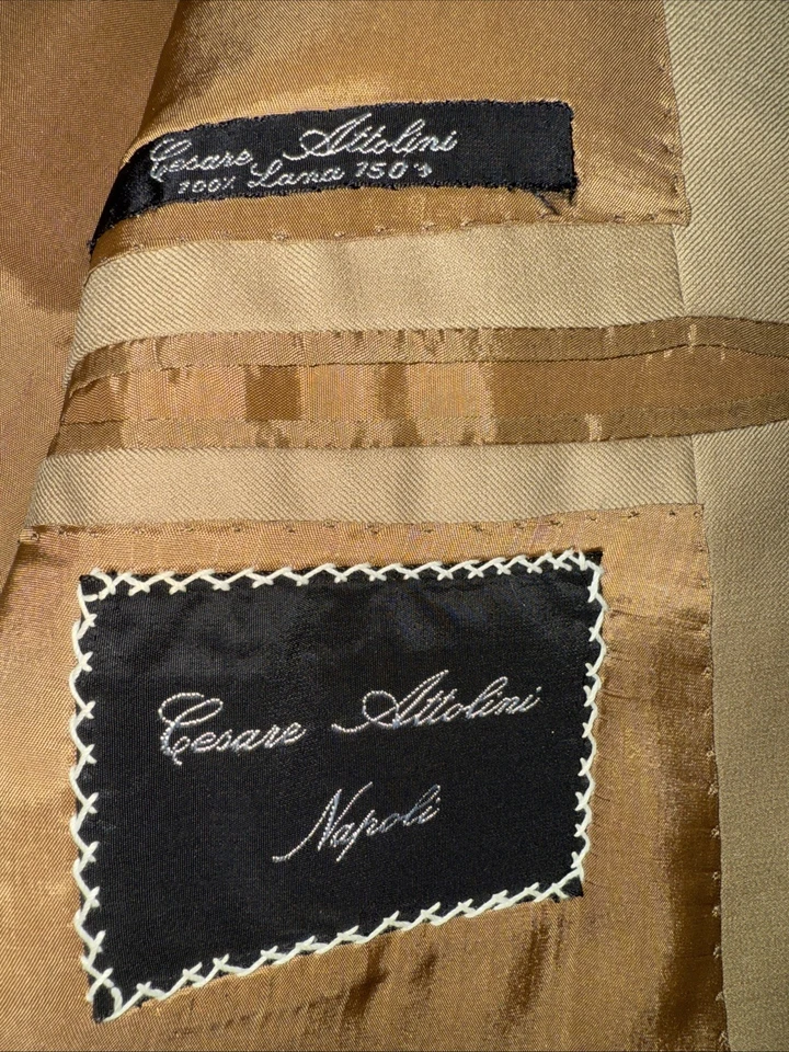 Cesare Attolini Domenico Vacca 100% Lana 150's Cream 48IT, 38US - Image 2 of 4