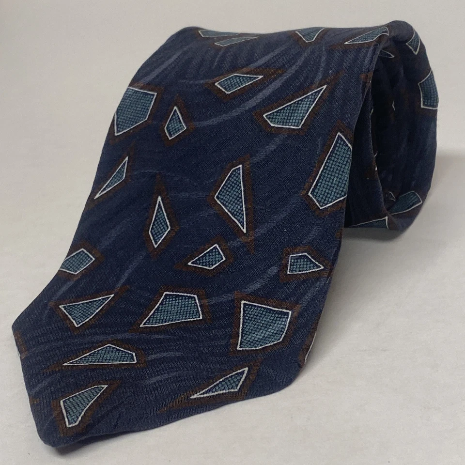 CORBATA DAMON VINTAGE - Estampado abstracto - CORBATA GRIS 100% SEDA HECHA EN EE. UU. F4 Foto 3 de 4