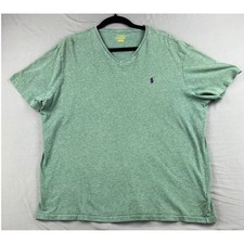 Polo Ralph Lauren V-Neck T-Shirt Mens XL Green Good Heathered Pony Logo Tee