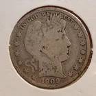 1909 90% Silver Barber Half Dollar Nice Coin