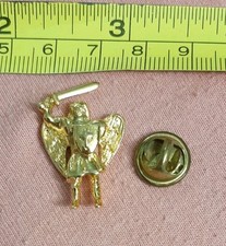 Vintage Gold Tone St Michael Archangel Religious Christian Lapel Pin
