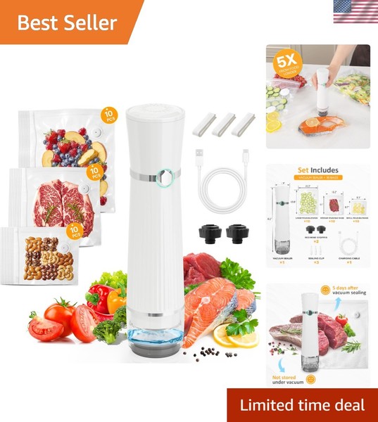 Sellador al vacío portátil: ahorrador de alimentos recargable con bolsas y accesorios reutilizables