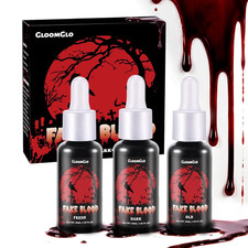 3PCS Washable Dripping Fake Blood,Halloween SFX Vampire Zombie Cosplay Body Pain