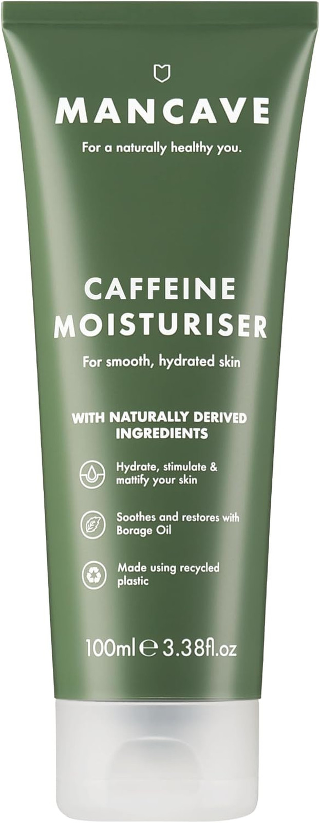 Mancave Natural Caffeine Moisturiser 100Ml, Helps Reduce Signs of Fatigue, with