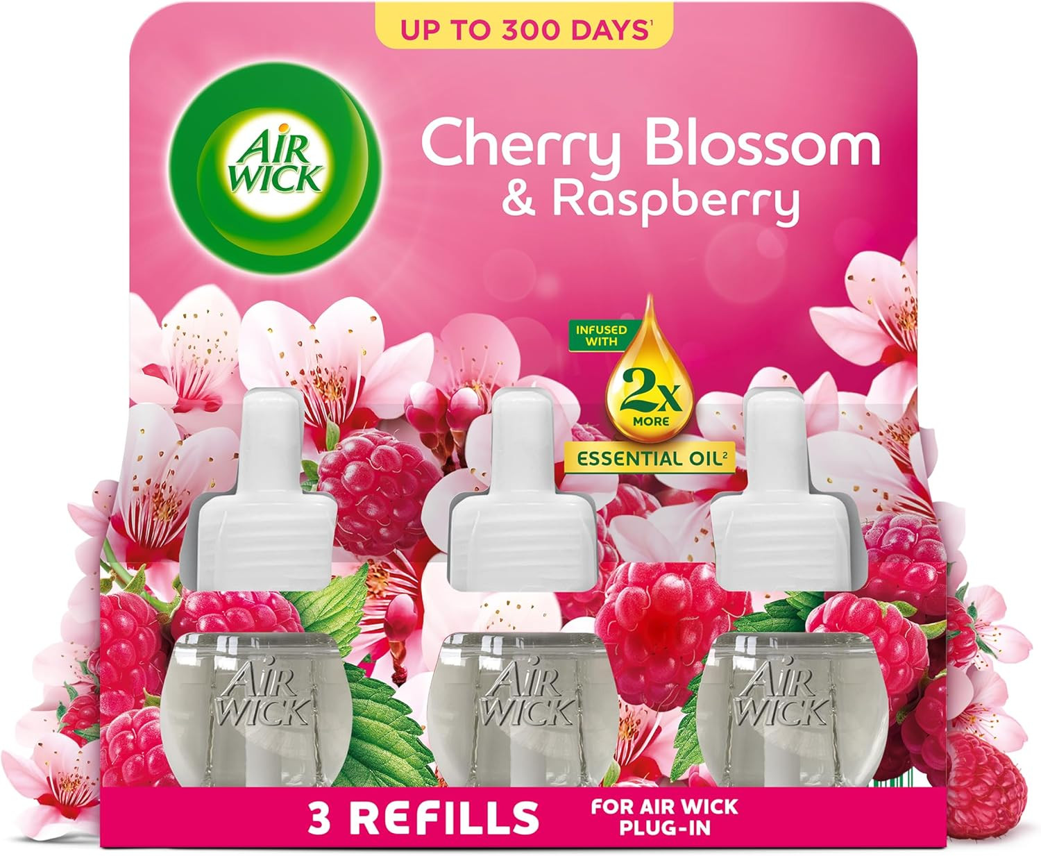 Air Wick Cherry Blossom & Raspberry Liquid Electrical Triple Refill 19Ml, Lasts
