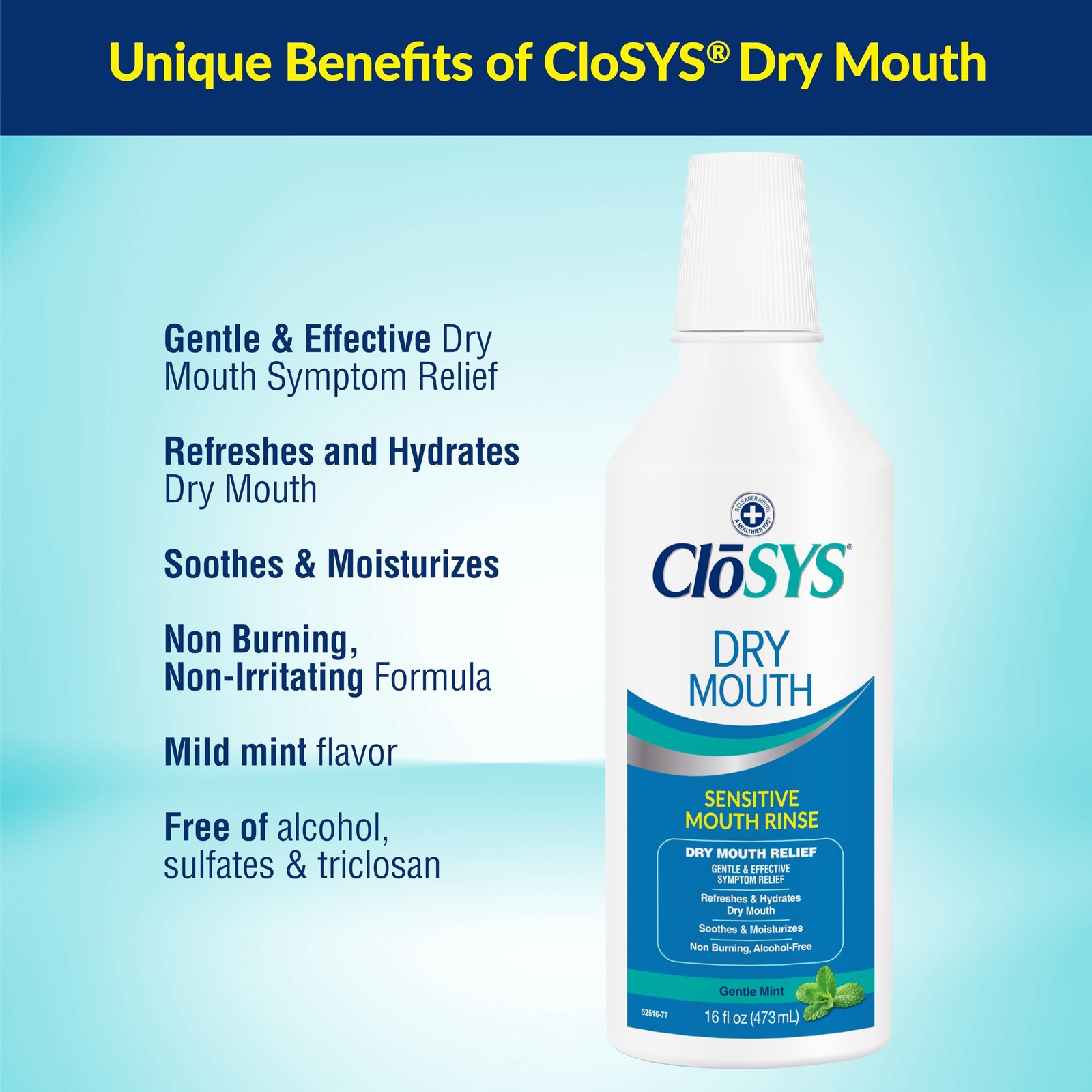 CloSYS Dry Mouth Mouthwash Rinse, 16oz, Alcohol-Free, pH Balanced, Dry Mouth ... thumbnail 2