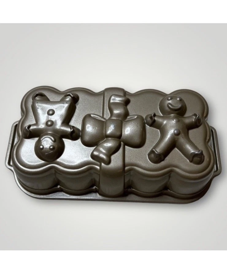 Nordic Ware Gingerbread Man Loaf Cake Pan Bronze Nonstick Aluminum 1 lb Mold