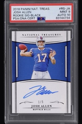2018 National Treasures Josh Allen Black /5 Rookie RC PSA 9 10 Auto