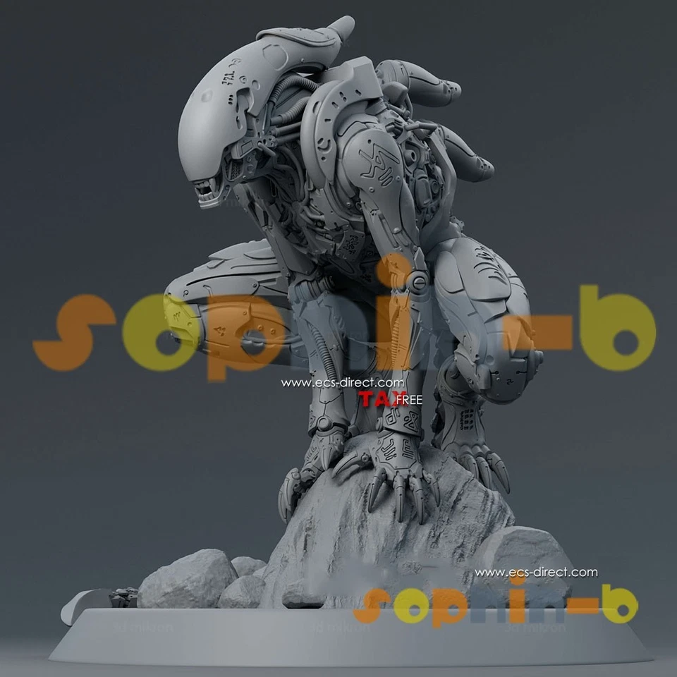 Alien Xenomorph 2 Heads Resin 1:4 Model Kit Unpainted 3d Print GK Statue Figure - Image 4 of 4