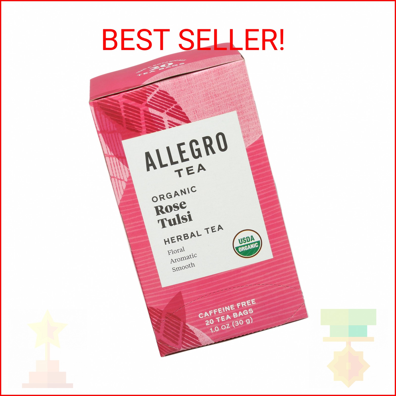 , Organic Rose Tulsi Tea Bags, 20 Ct