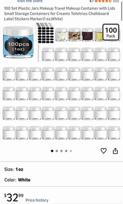 Cosmetic Jar 100 Pcs Plastic Round Leak Proof Clear Container Lid Small 1 Oz