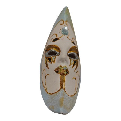 Clay Art Ceramic Crescent Moon Mask Art Deco New Orleans Mardi Gras Hand Painted - Picture 3 of 6