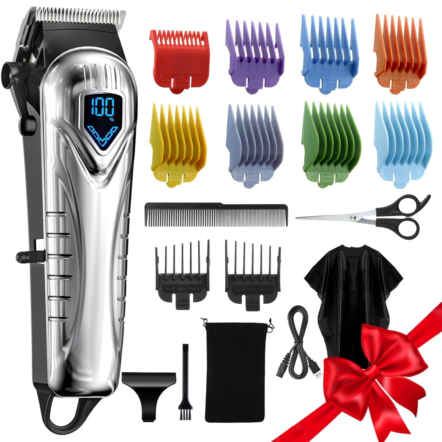 Men Cordless Hair Clippers 5H Wireless Barber Clippers Kit Hair Cutting Trimmer