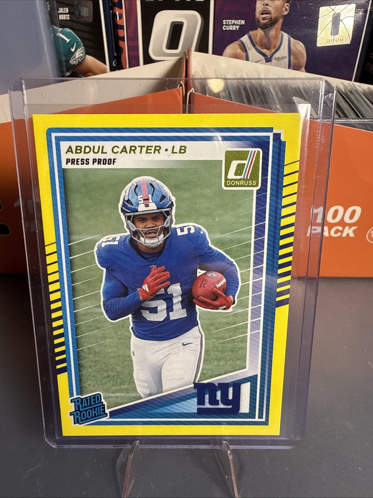 2025 Panini Donruss Rated Rookie Yellow Press Proof Abdul Carter Giants