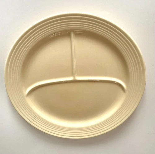 *Rare* Vintage Fiesta 12" Double Foot Ivory Compartment / Grill/Divided Plate