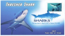 AO-5226-1, 2017, Sharks  Add-on Cover, First Day Cover, Digital Color Postmark,