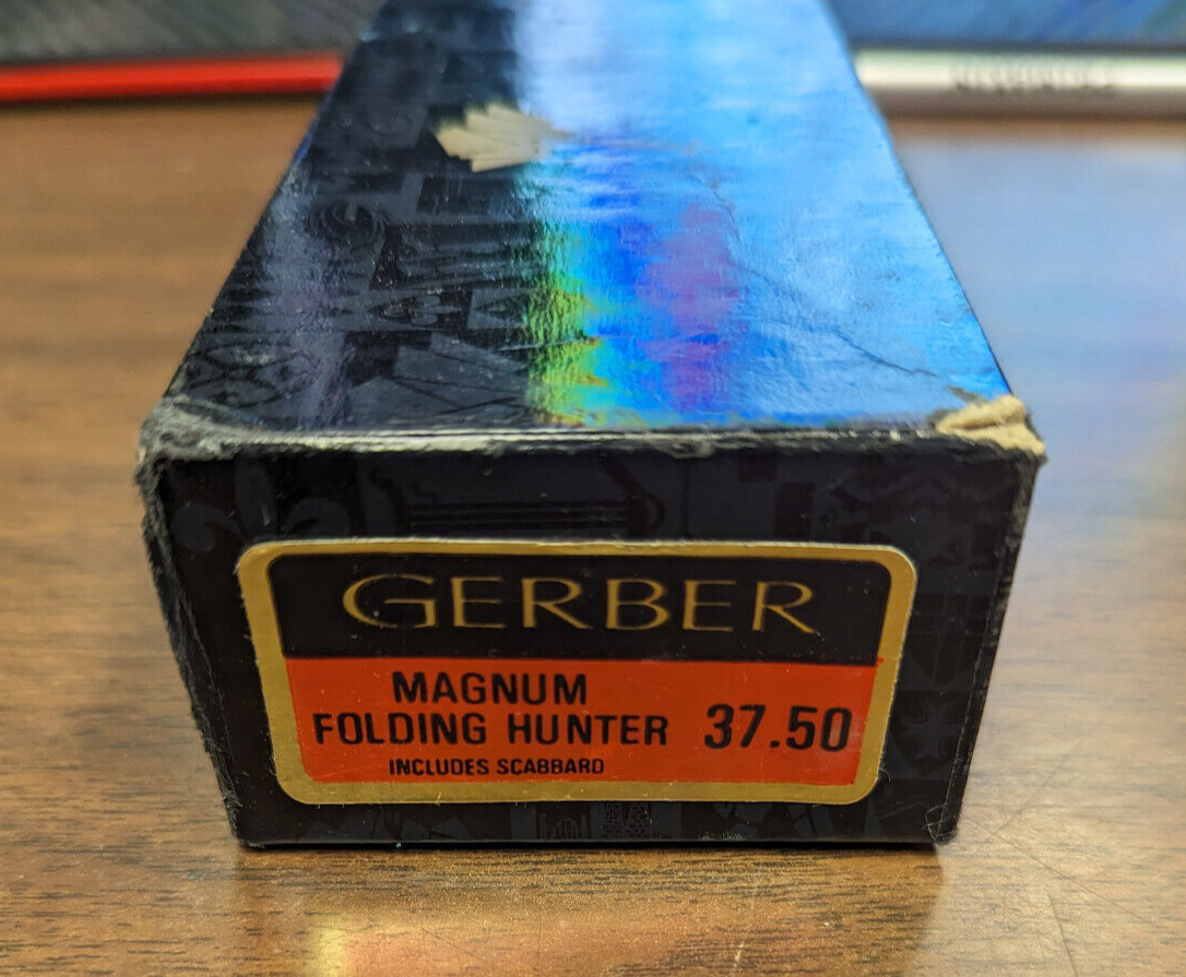 Gerber Magnum Folding Hunter Knife Vintage 1970's in original box with