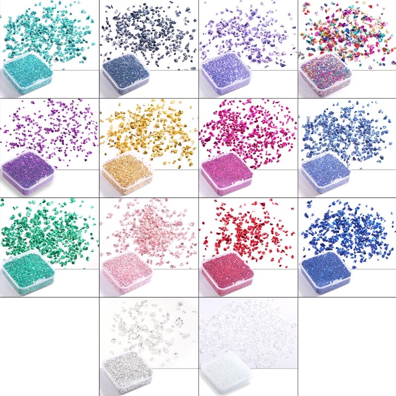 Crushed Glass Stone Resin Fillings Irregular Art Decoration Jewelry Kits