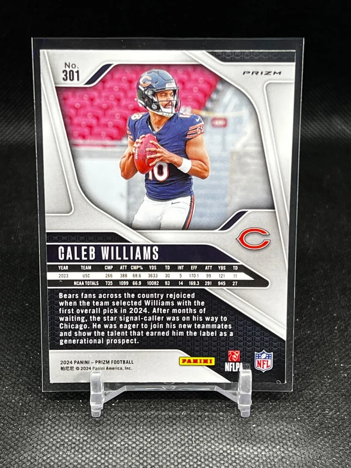 2024 Panini Prizm Football Green Holo Prizm Caleb Williams #301 RC - Image 2 of 2