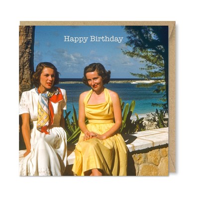 Lovely Vintage Retro Birthday Card Pretty 1950s Ladies Lady On Vacation Honovi Ebay