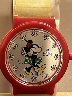 VTG Lorus Minnie Mouse Quartz Wristwatch Red Plastic RARE  display picture 2