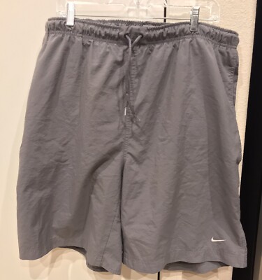 VINTAGE 90's Nike Swoosh Swim Trunks Shorts Gray Pink Mens