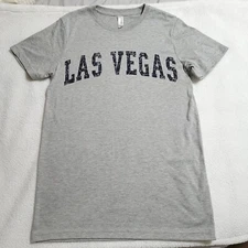 Las Vegas T-shirt Adult Size Small Unisex Gray w/ Blue Logo Text Nevada