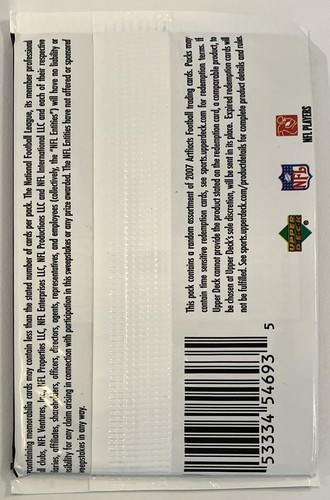 2007 NFL Upper Deck Artifacts Football 5 Card Pack, Sealed! (B160) - 第 2/2 張圖片