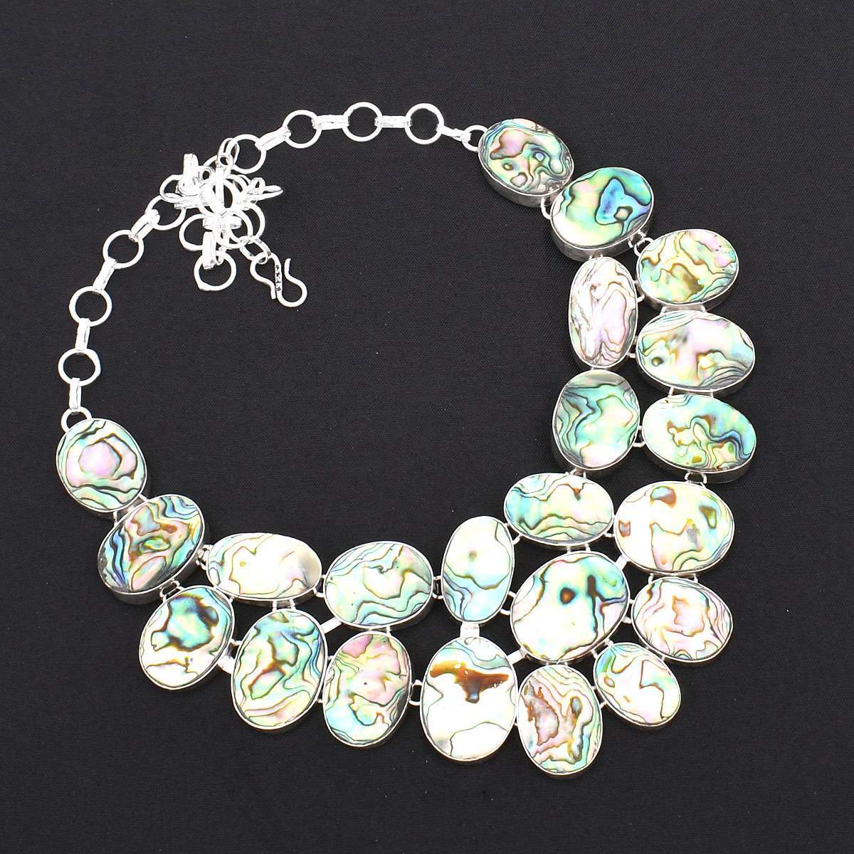 Abalone Shell Gemstone Handmade Big Necklace Jewelry 100 Gms LBN-4053