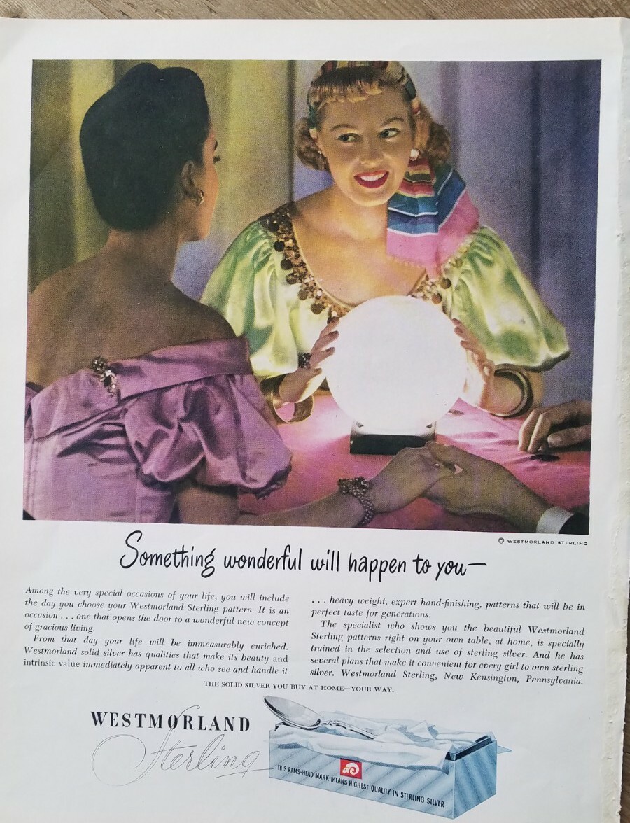 1948 Westmorland sterling silver silverware fortune teller crystal