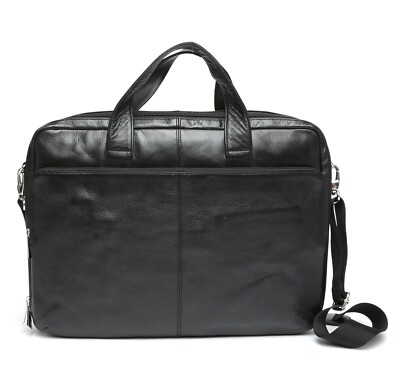 Ecco Mens Black Leather Messenger Crossbody Bag X2502