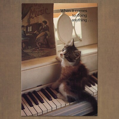 Unused Vintage Argus THINKING OF YOU Card, Warmest Personal Regards Kitten Piano