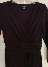 Chaps Sheath Dress Women’s Small Gathered Waist VNeck 3/4 Sleeve Wrap Skirt