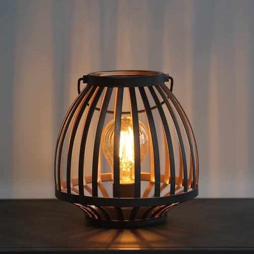 Lámpara De Mesa, Lámpara De Mesa De Metal Negro, Funciona Con Pilas, Estilo Jaul - Imagen 11 de 12