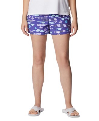 Columbia Women's Sandy River Ii Printed Mid-Rise Shorts, Purple Lotus, XS