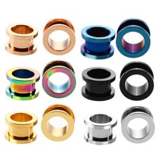 1,2MM - 30MM EAR TUNNEL SCREW BACK STAINLESS STEEL PLUG PIERCING ROSE GOLD PLUG