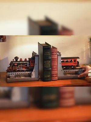 Rolife Century Train 3D Puzzle Wooden Book Nook Kit Bookend DIY