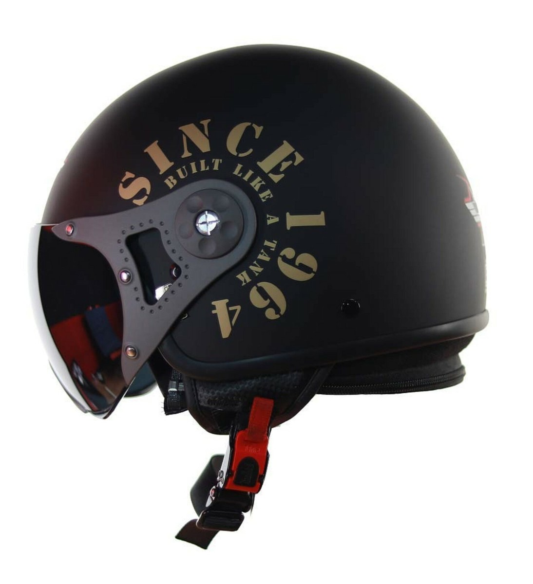 SB-27 Tank Mat Black Gold With Open Face Helmet L Size 600mm AEs