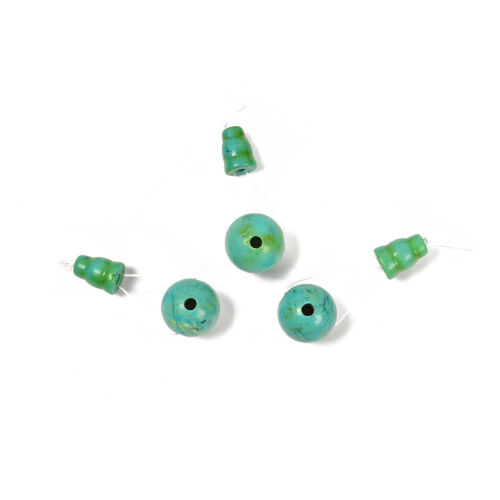 Dark Green Turquoise Guru Beads Three Holes T-Beads Size 8mm10mm Sold by One Set - Picture 2 of 2