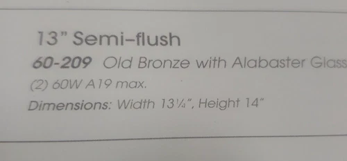 Nuvo Lighting 60/209 Bronze 2-Light 13"  Semi-Flush Ceiling light Fixture(or3up) - Picture 2 of 3