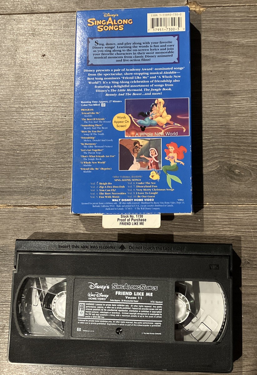 Walt Disney Sing Along Songs Friend Like Me VHS Video Volume