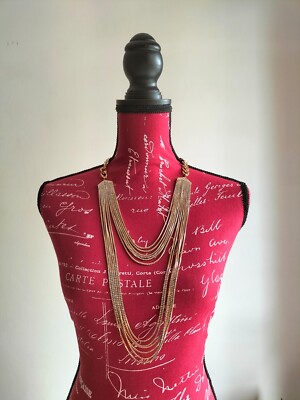 LANGE HALSKETTE KRISTALLE MULTI DRAHT MAX MARA WEEKEND GOLD MADE IN ITALY NEU